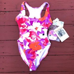 Floral body suit w/matching hair tie/scrunchie